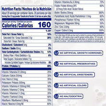 Enfagrow Premium toddler drink nutrition facts panel with serving size, calories, and nutrient values.