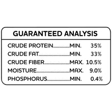 Guaranteed analysis label for dried chicken worm treats