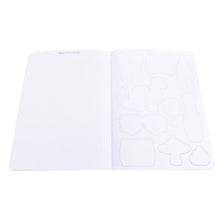 Sticker journal practice pages with blank white sheets and faint cutout outlines