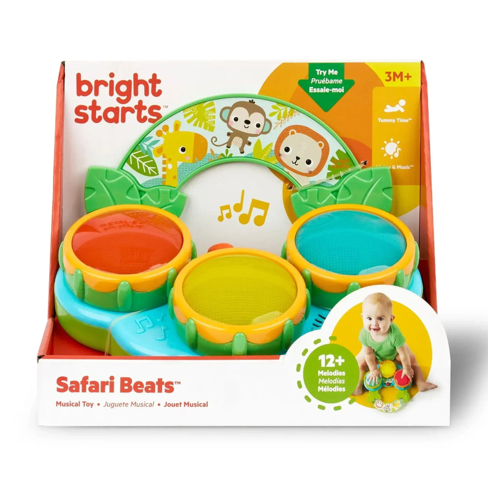 Bright Starts Safari Beats Musical Drum Toy with Lights, Ages 3 Months +, Infant and Toddler, Unisex - USA MEGA SHOP