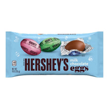 Milk chocolate Easter candy eggs bag with 140 calories icon, Hershey's Eggs label, 9 oz