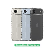Clear gel phone cases set with camera cutouts in clear, blue, and dark tones