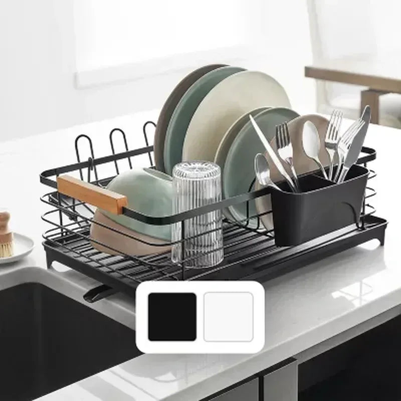 Member'S Mark Modern Dish Rack with Utensil Caddy and Glassware Holder, Assorted Colors