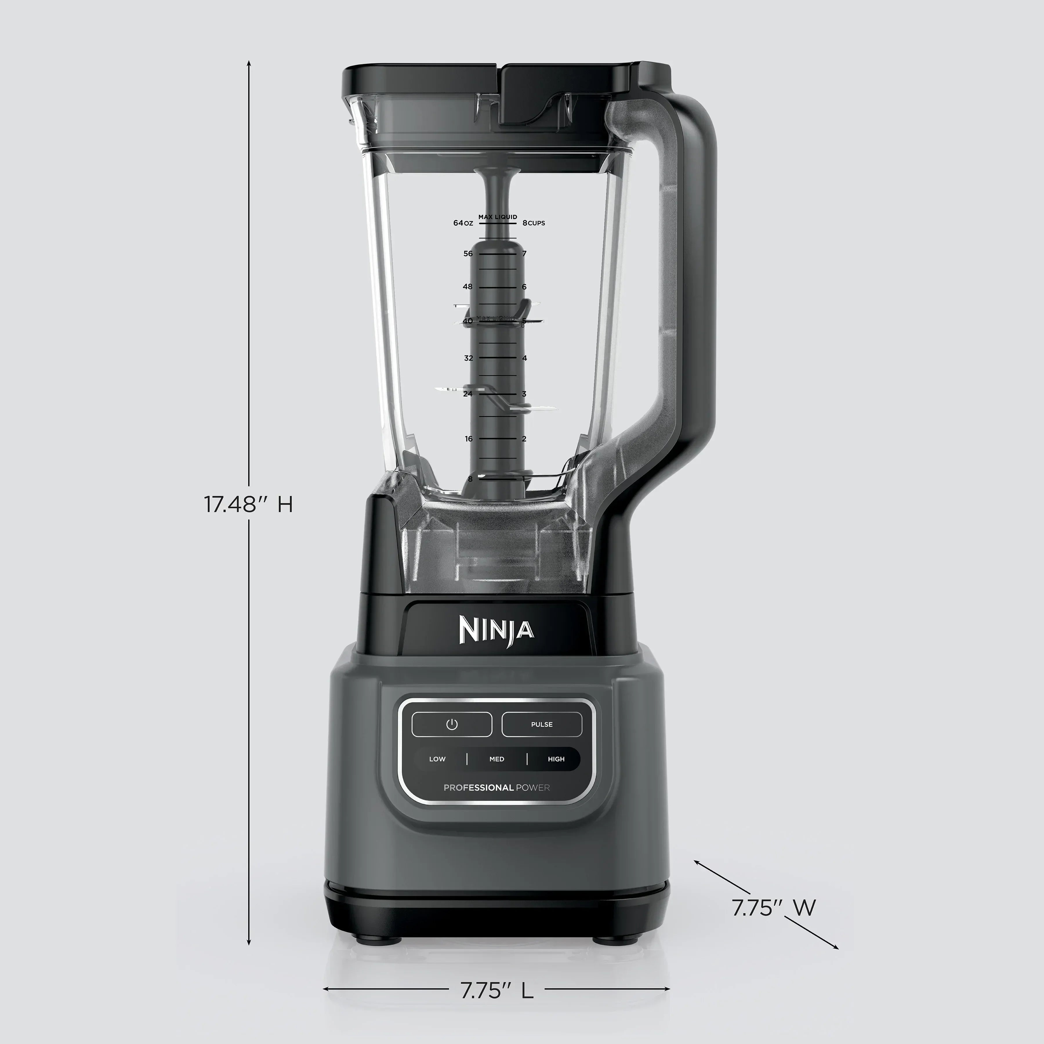 Ninja Classic Blender, 1000 Watts, 3 Speeds, Smoothies, 72 Oz. Pitcher, Total Crushing Blades, Dark Gray BE200