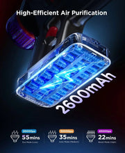Cordless vacuum roller brush with clear blue-lit filter housing and airflow vents