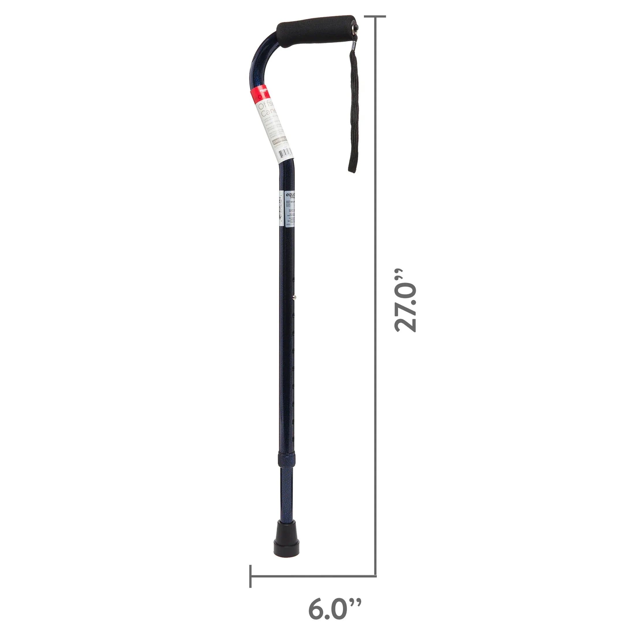 Equate Mobility Offset Handle Cane, Ice Blue