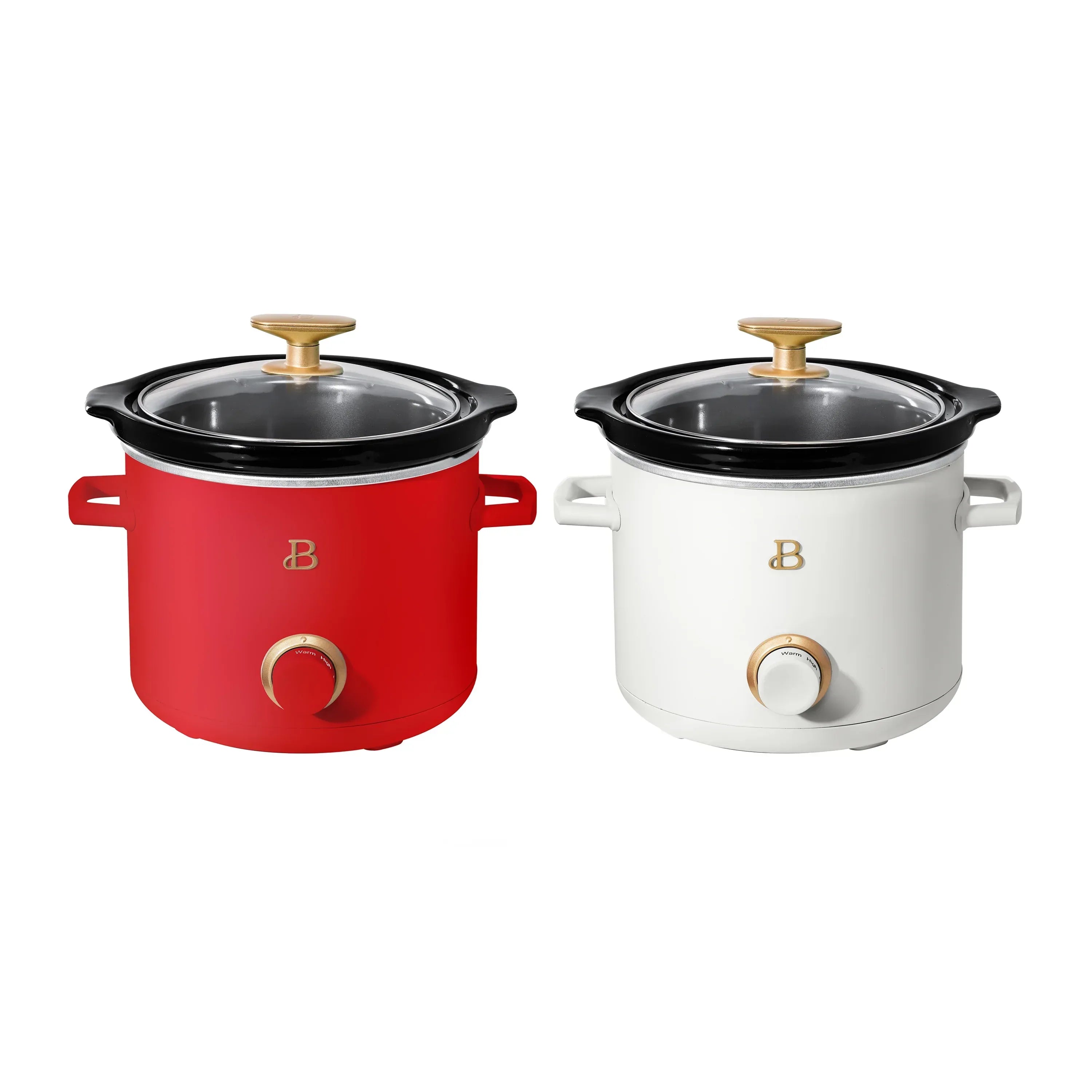 Beautiful 2 Qt Manual Slow Cooker, 2-Pack, Thyme Green + Porcini Taupe by Drew Barrymore