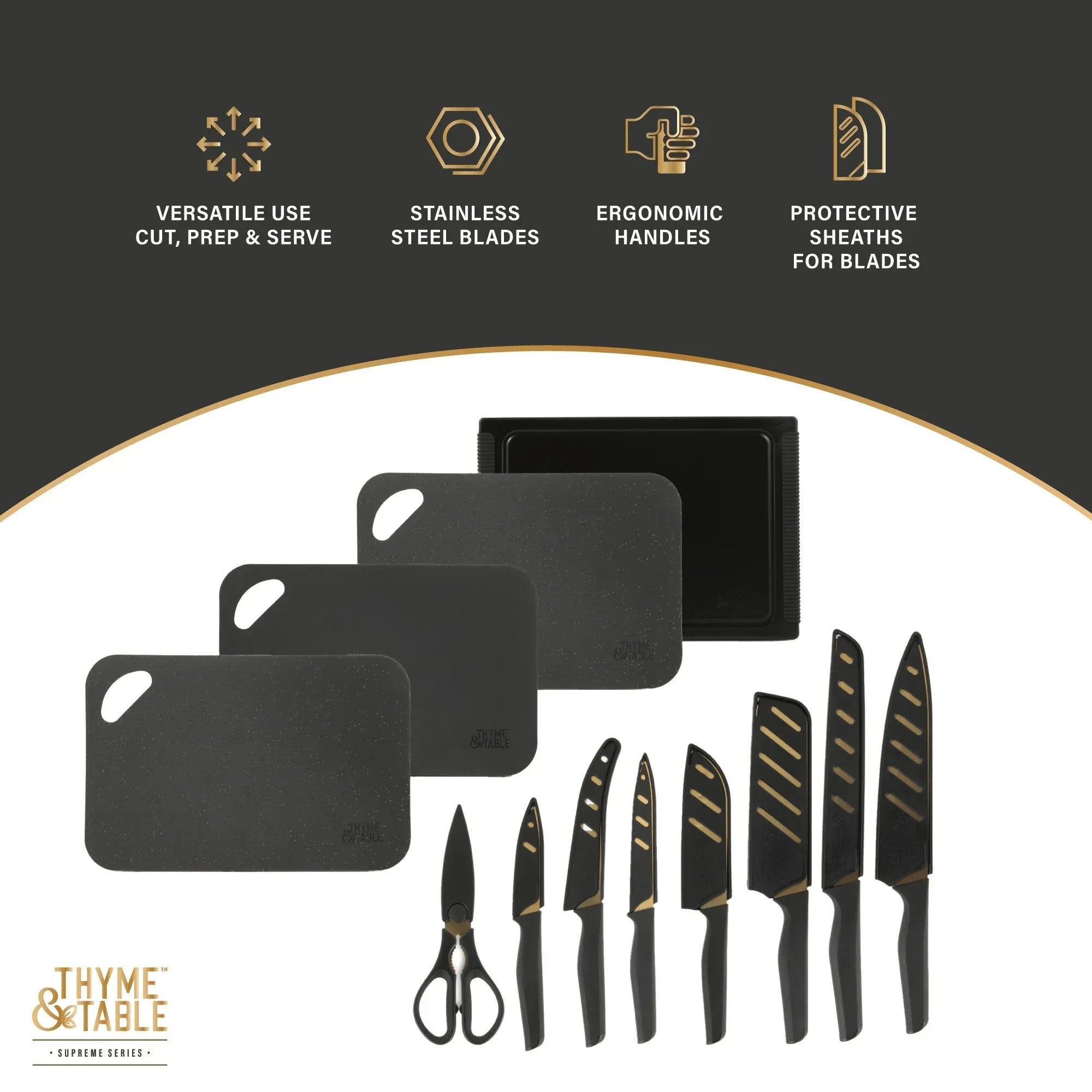 Thyme & Table 20-Piece Knife Set - Black - USA MEGA SHOP