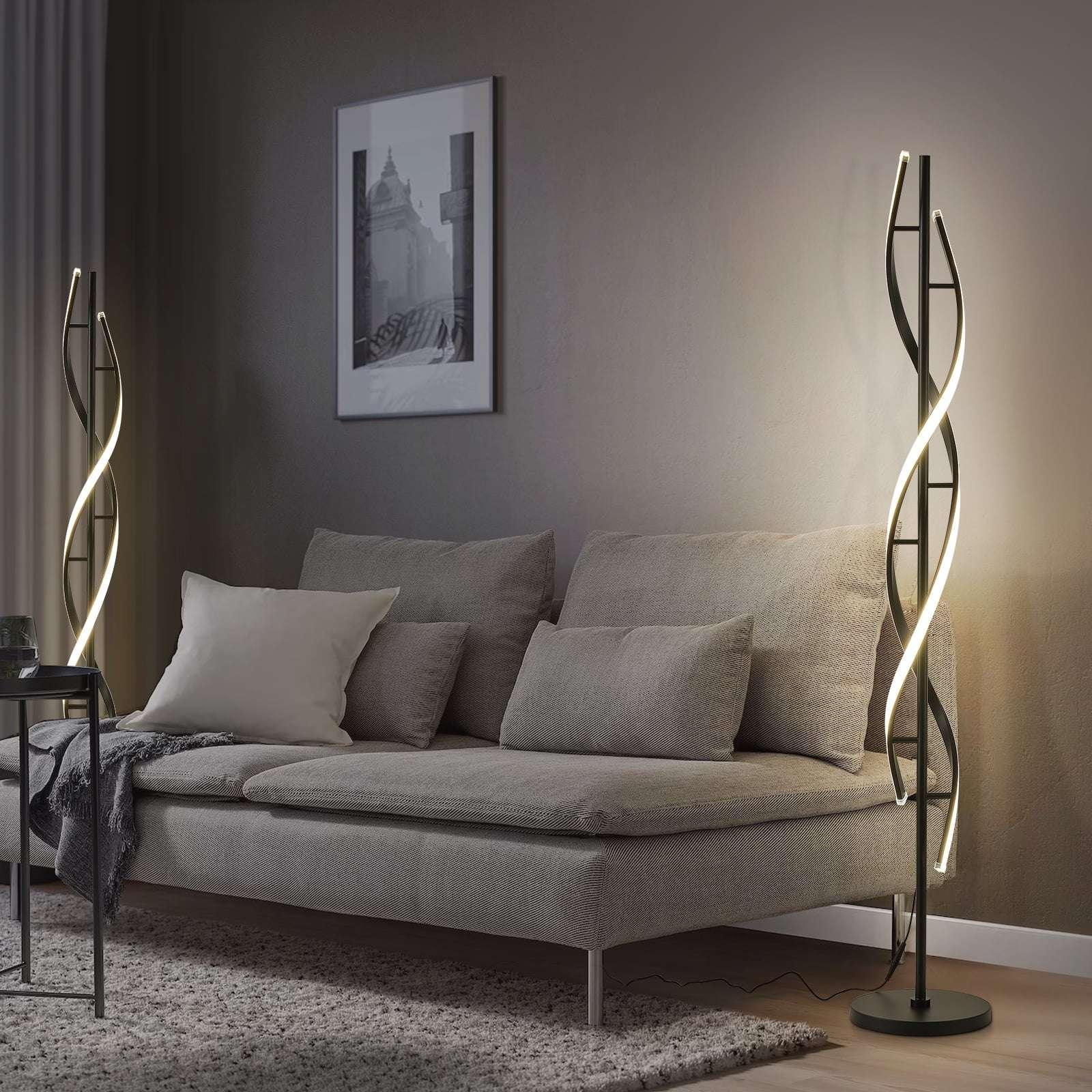 LED Spiral Floor Lamp 60 Inch Modern Floor Lamps Dimmable Black Standing Lamp 34W Contemporary Floor Lamps for Living Room Bedroom Kitchen Office - USA MEGA SHOP