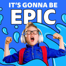 Capri Sun juice drink variety pack graphic with excited child wearing headphones