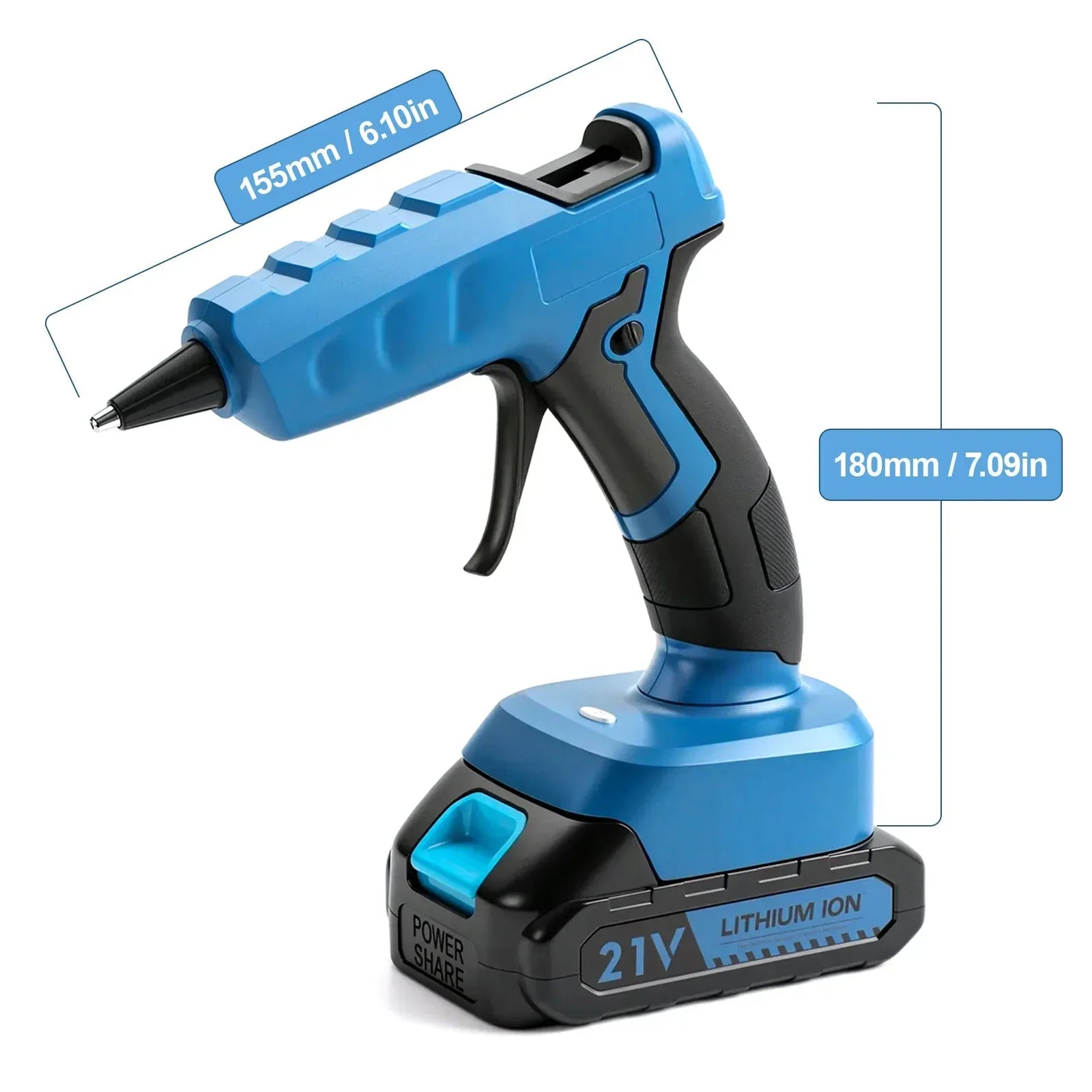 Cordless Hot Glue Gun with 2.0Ah Battery Charger and 30pcs Full Size Glue Sticks 100W Power Melt Glue Gun for DIY Festival Decor and Gifts, Blue - USA MEGA SHOP