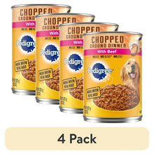 Dog wet food cans, chopped ground dinner with beef, 4-pack can set