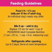 Dog wet food can feeding guidelines and mixing instructions