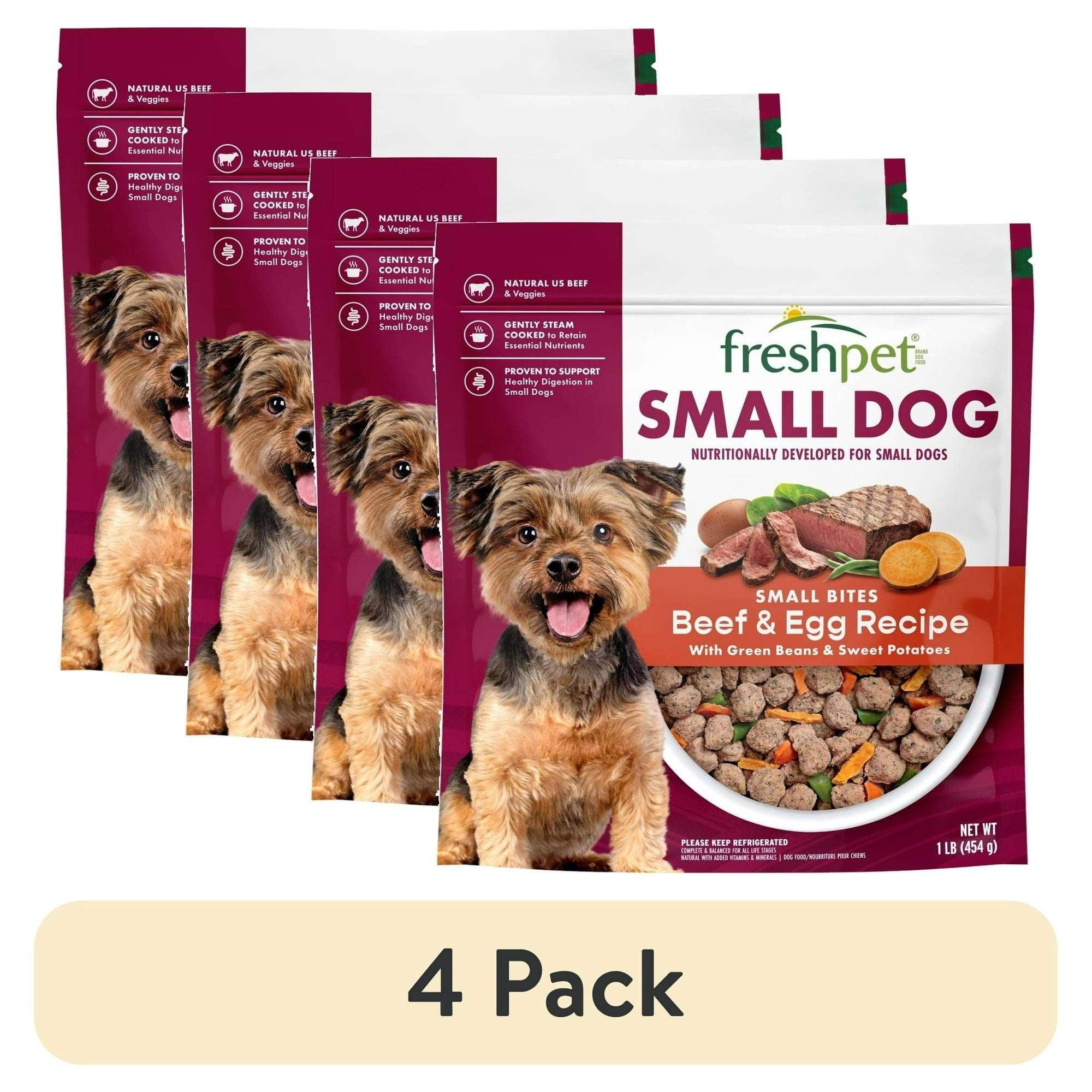 Freshpet Fresh Dog Food, Small Dog Beef & Egg Recipe, Small Bites Freshly Roasted Meals, 1 lb.