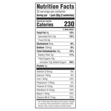 Nutrition Facts panel for belVita breakfast sandwich biscuits, 25 servings per container