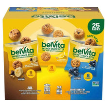 belVita Energy Snack Bites variety pack box, 25-count, front view with flavors