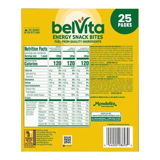 belVita Energy Snack Bites Variety Pack, 25-count - USA MEGA SHOP