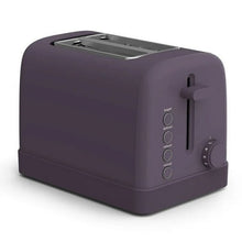 Plum 2-slice toaster front view with shade dial and toasting lever