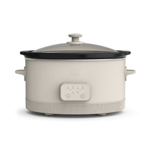 Digital slow cooker with black lid and oatmilk ceramic pot, bella control panel