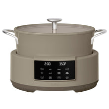 10-in-1 multi-cooker with stainless lid and digital control panel, beige, bella logo