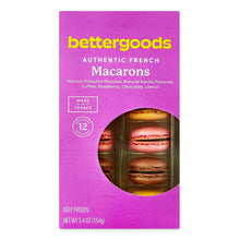 Assorted macaron box with 12-count selection, kept frozen