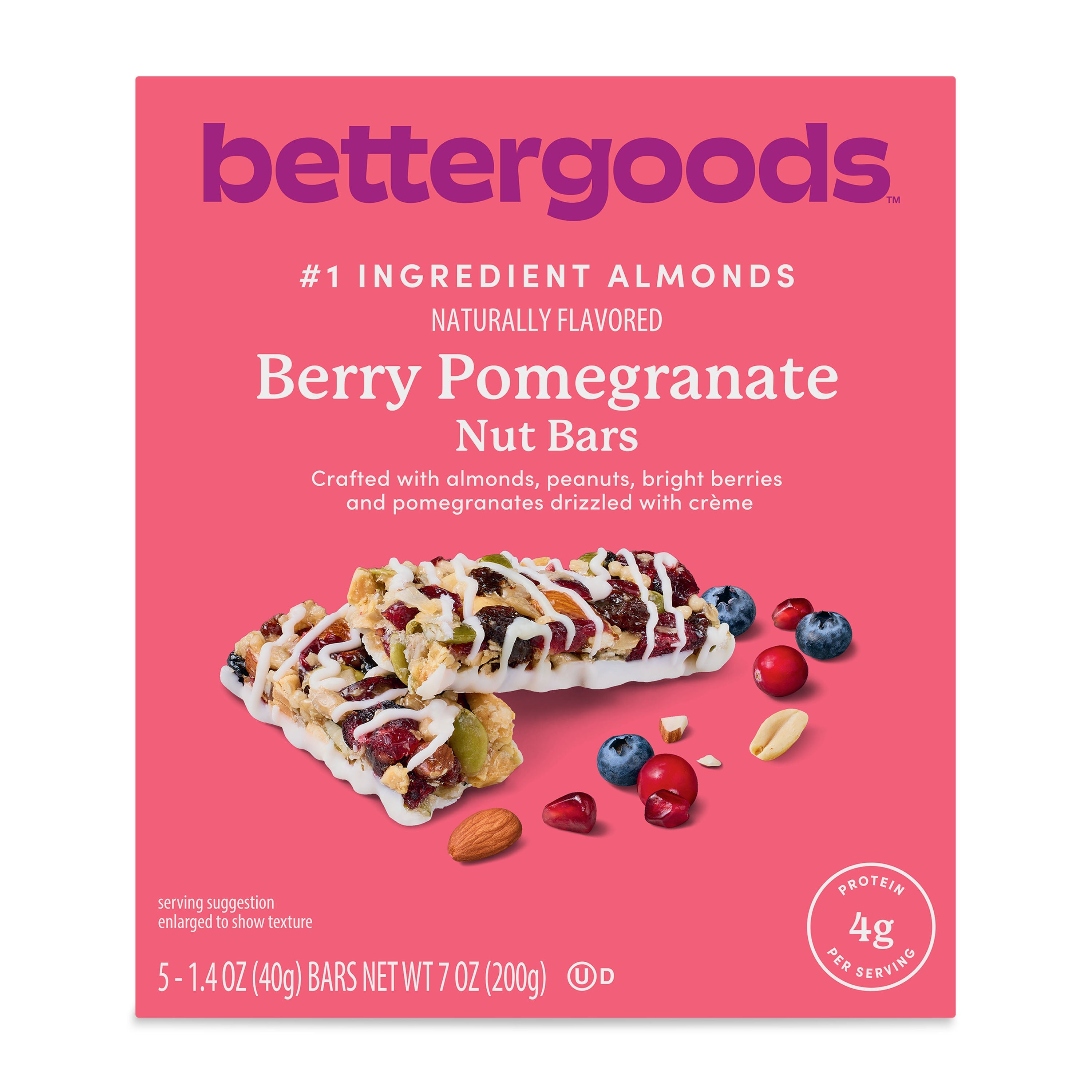 bettergoods Berry Pomegranate Nut Bars, 1.4 oz, 5 Count