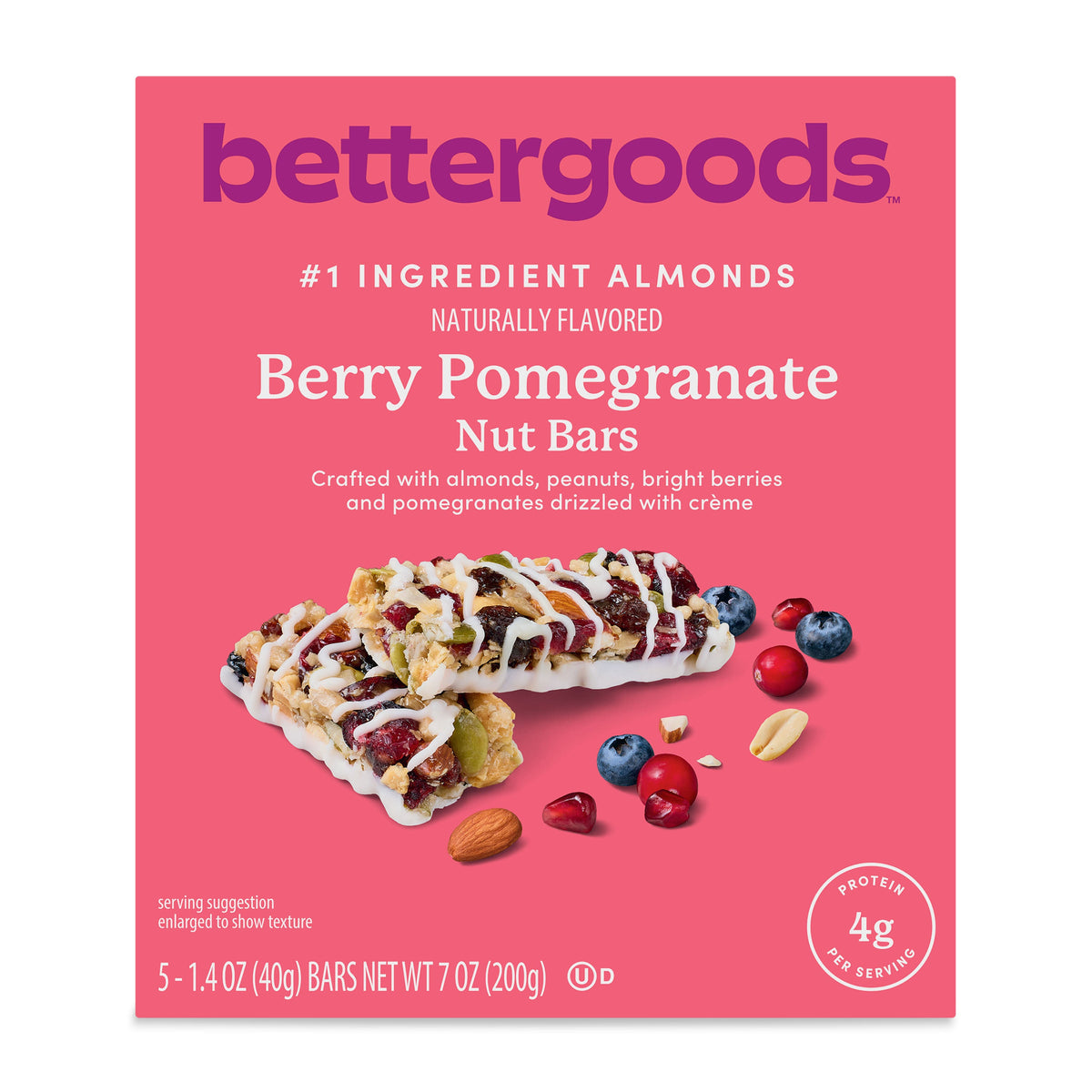 bettergoods Berry Pomegranate Nut Bars, 1.4 oz, 5 Count