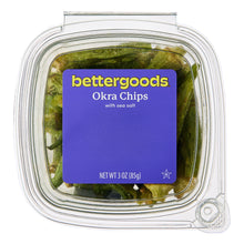 bettergoods Okra chips container with front label and sea salt, 3 oz net wt