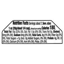 Nutrition Facts panel with about 7 servings per container and 180 calories
