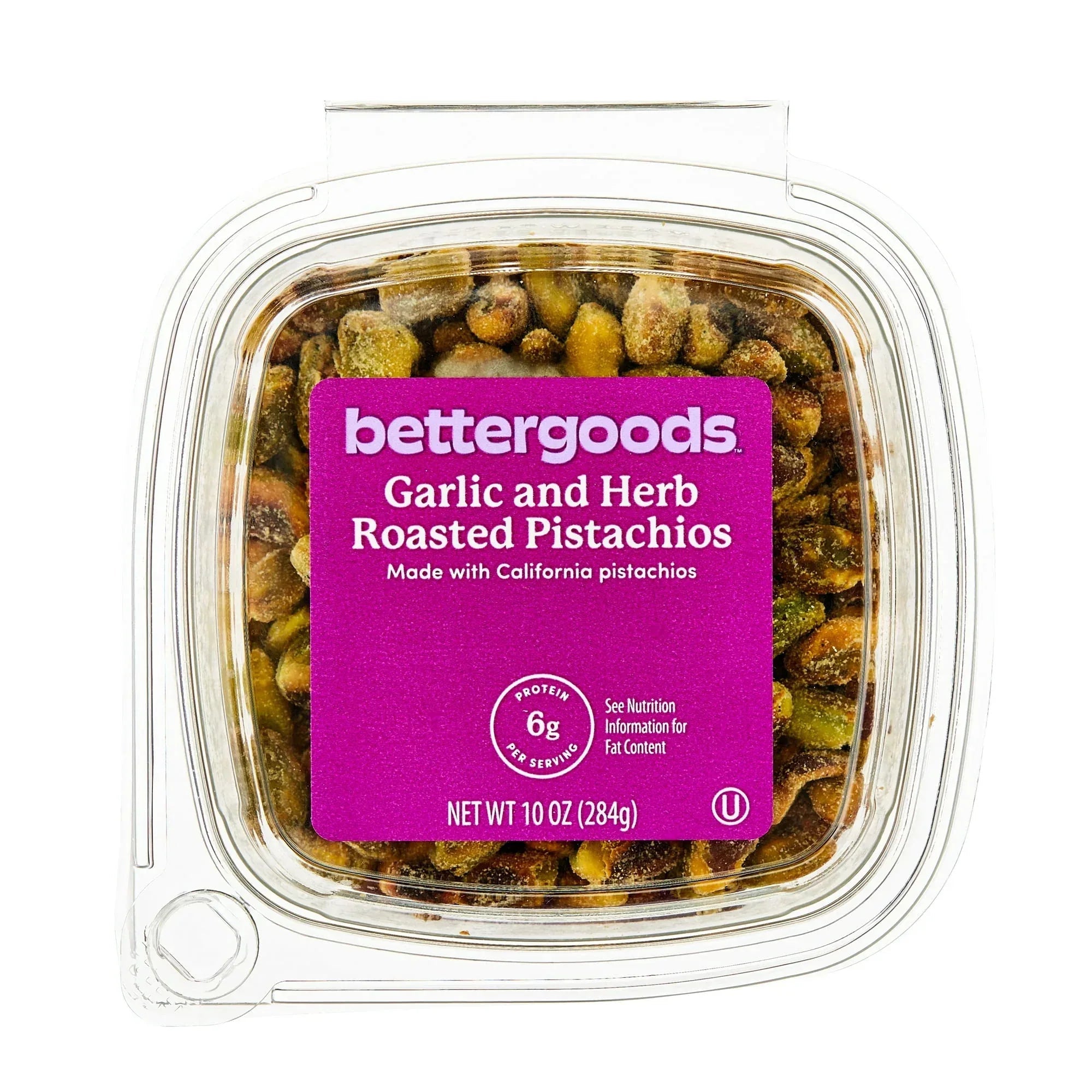 bettergoods Roasted Garlic and Herb Pistachios, 10 oz Tub