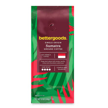 Single origin ground coffee bag, dark roast, Sumatra, sealed pouch