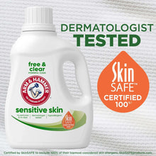 Laundry detergent bottle with free & clear sensitive skin; Dermatologist tested, Skin Safe 100%