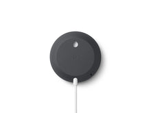 Google Nest Mini (2nd Gen) smart speaker base, dark charcoal with indicator light