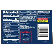 Peanuts package back with nutrition facts, salted peanuts panel, and barcode