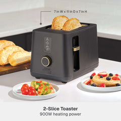 Thyme & Table 2-Slice Toaster, Extra-Wide Slots with Slide-Out Removable Crumb Tray, Slate Grey - USA MEGA SHOP