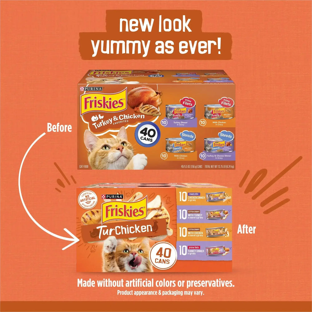Purina Friskies Turchicken Gravy, Soft Variety Pack, Wet Cat Food, 5.5 oz Cans, 40 Pack - USA MEGA SHOP