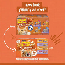 Purina Friskies Turchicken wet cat food variety pack box, before and after