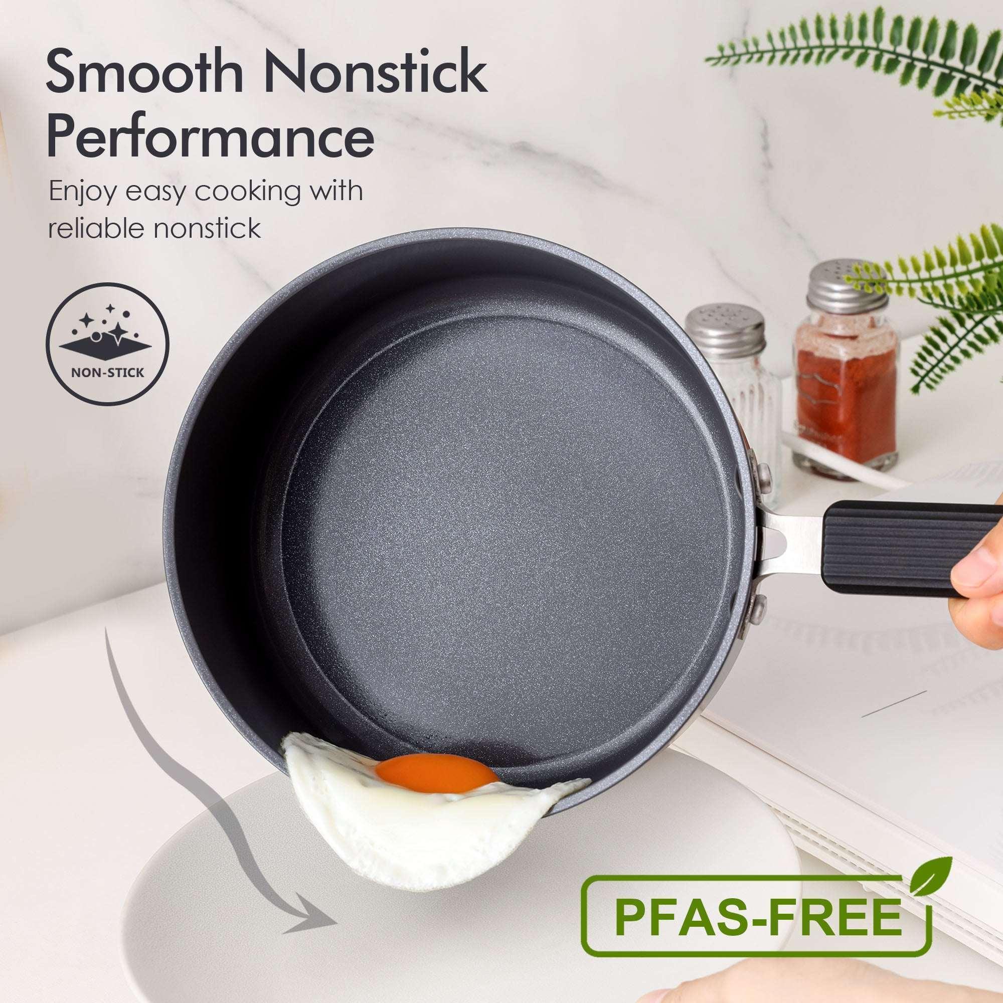 SENSARTE Ceramic Nonstick Saucepan with Lid, 2Qt Saucepan Pot with cover, Oven Safe, Anti-Scald Handle, Induction Compatible, Easy to Clean