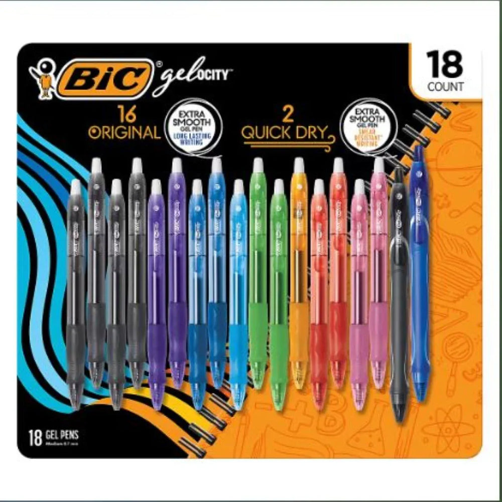Bic Gel-ocity Retractable Gel Pens, 18 ct. - Assorted Colors - USA MEGA SHOP