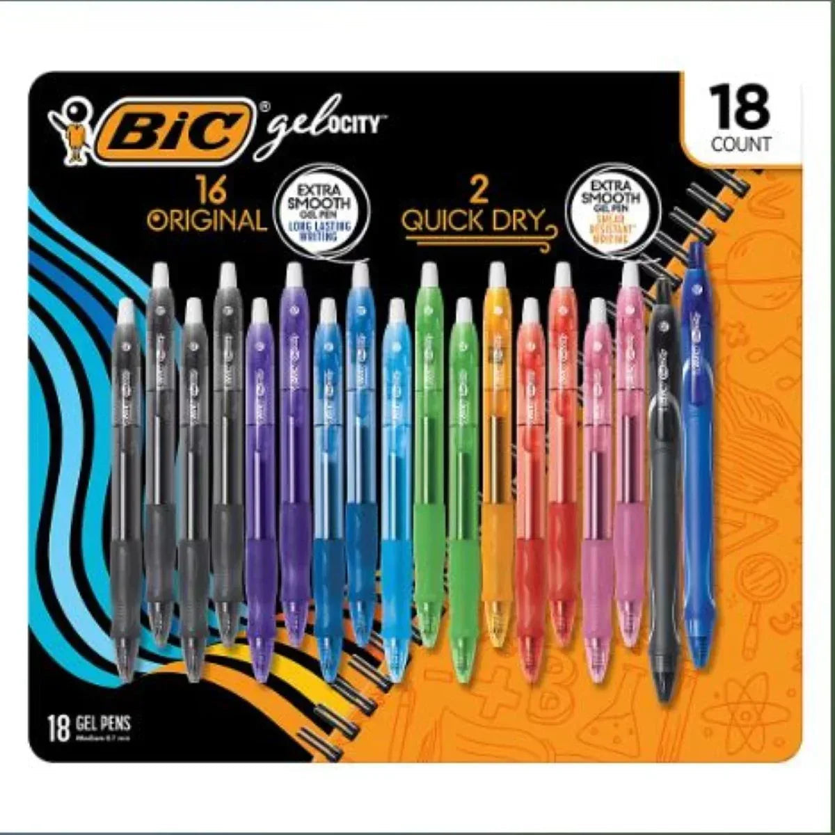 Bic Gel-ocity Retractable Gel Pens, 18 ct. - Assorted Colors