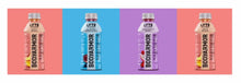 Lyte bottle assortment graphic in pink, blue, purple, and tan cans