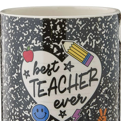 Best Teacher Ever Ceramic Pail, Multicolor, 5", Valentine's Day by Way To Celebrate