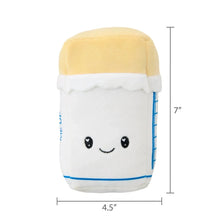 Butter plush front view with smiling face; white body and pale yellow cap