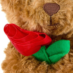 Small Bear with Rose Plush, Brown, 8", Valentine's Day by Way To Celebrate