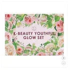 7-piece K-Beauty Youthful Glow set gift box front with pink florals