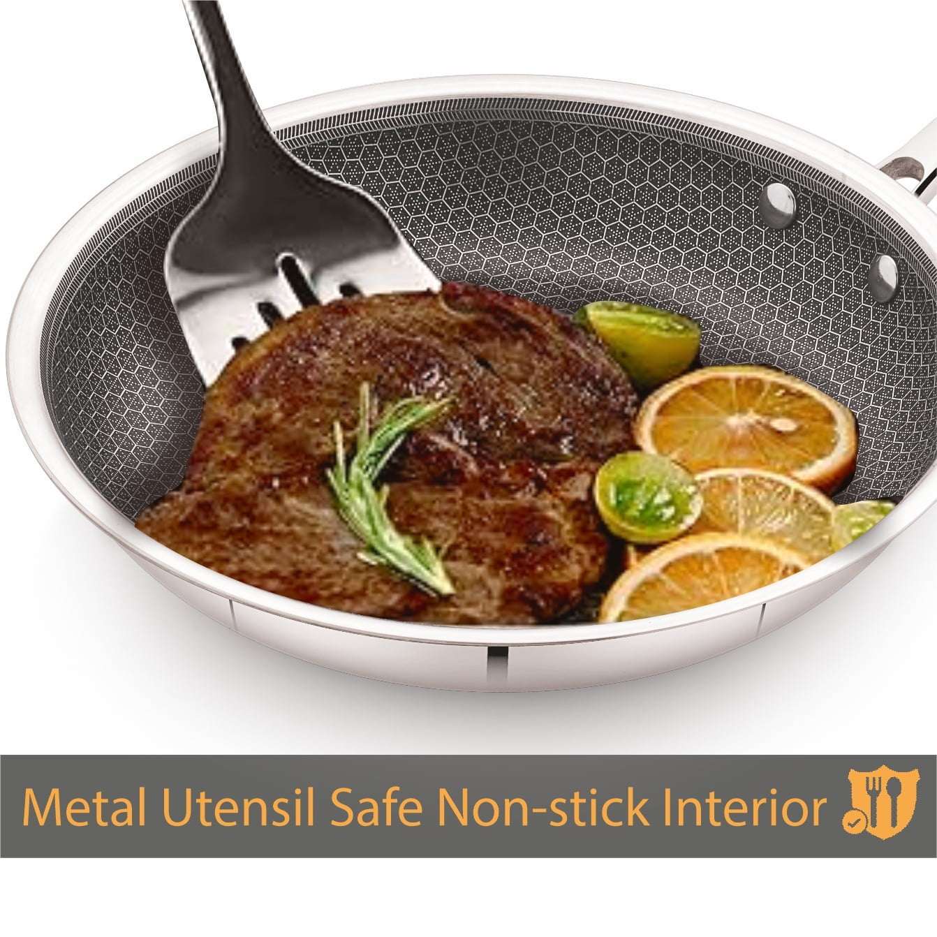 Mainstays 12-inch Tri-Ply Stainless Steel Hybrid Non-Stick Fry Pan with Cool Touch Handle