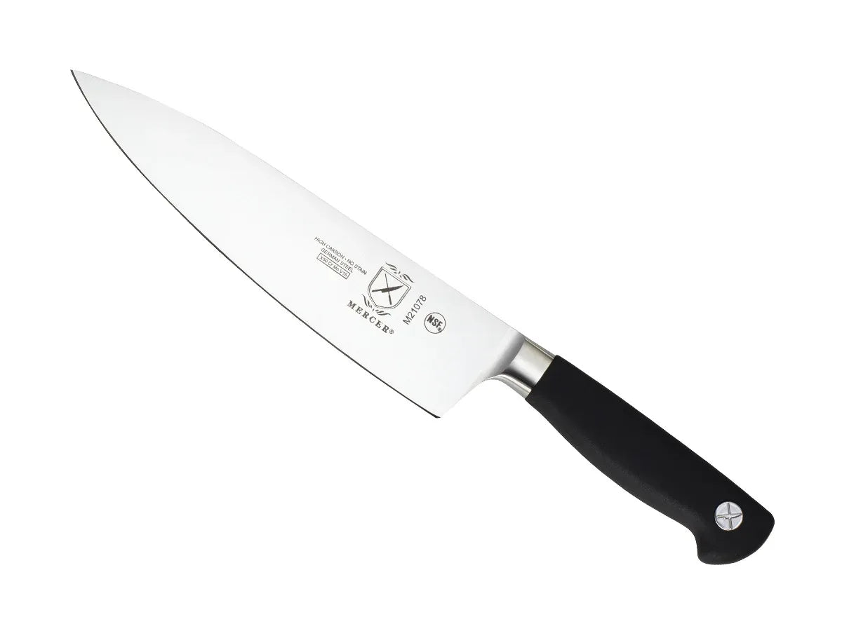 Mercer Culinary Genesis 8" Steel Short Bolster Chef's Knife, Black - USA MEGA SHOP