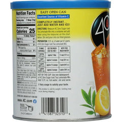 4C Zero Sugar Half & Half Iced Tea/Lemonade Mix 13.9 oz. Canister