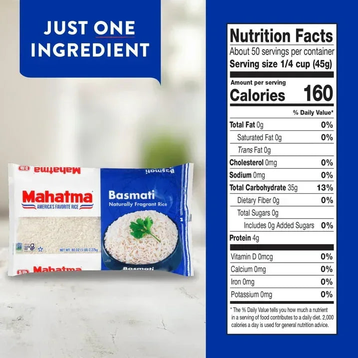 Mahatma Basmati Fragrant Rice, 5 Pound Bag - USA MEGA SHOP