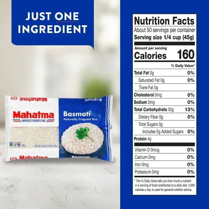 Mahatma Basmati Fragrant Rice, 5 Pound Bag